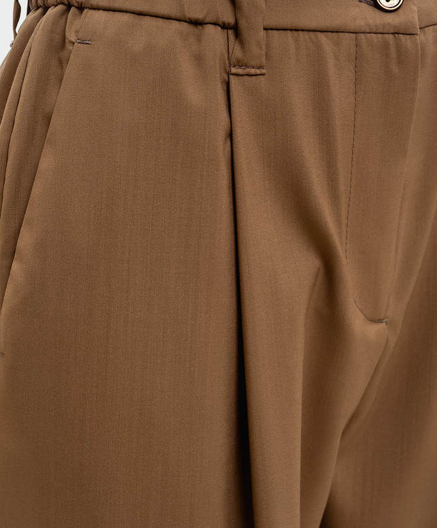 Marco Pescarolo Коричневые брюки из шерсти и шелка ZEZAD5314 изображение 5