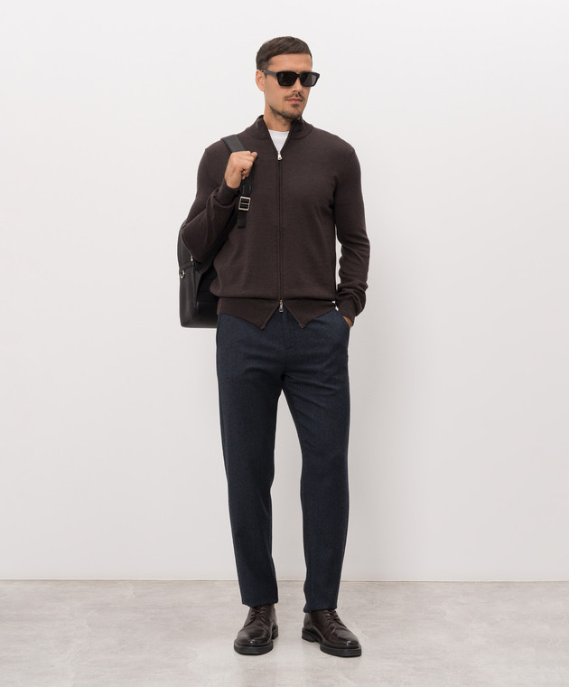Cashmere&Whiskey Коричневий кардиган з вовни мериноса 97396 зображення 2