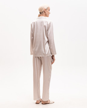 Dore & Rose Бежева піжама в смужку із шовку SILKPJSET