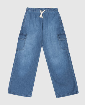 Palm Angels Дитячі сині джинси-карго з принтом логотипа PBYB008S26DEN001