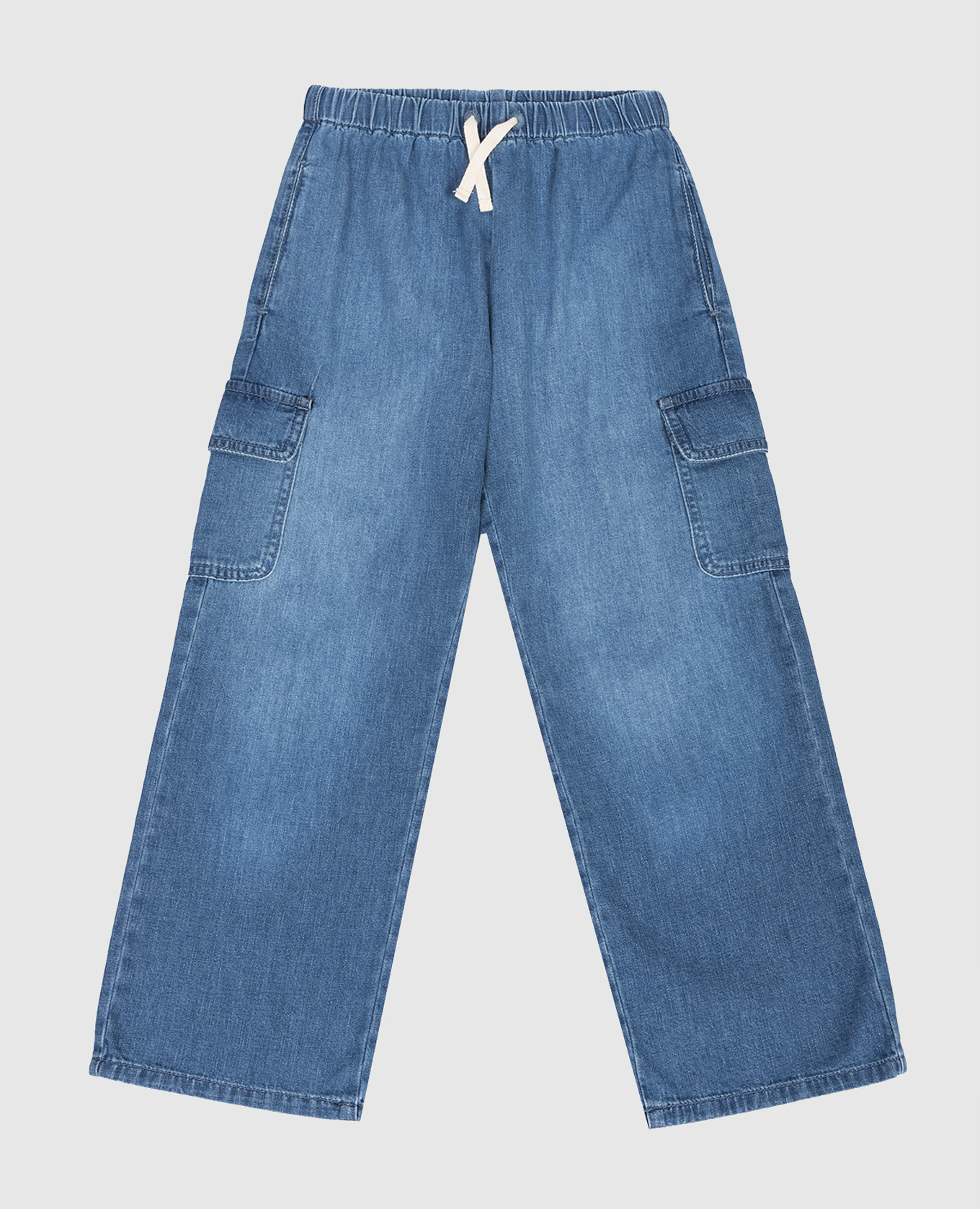 

Детские синие джинсы-карго с принтом логотипа, Синий, Джинсы