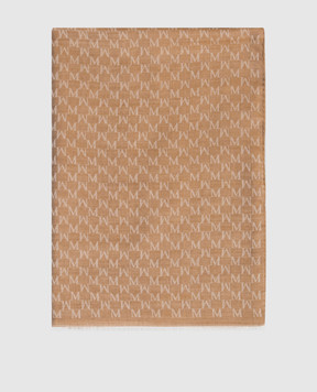 Max Mara Коричневый шарф PANIERE с шерстью и шелком MXAPANIERE