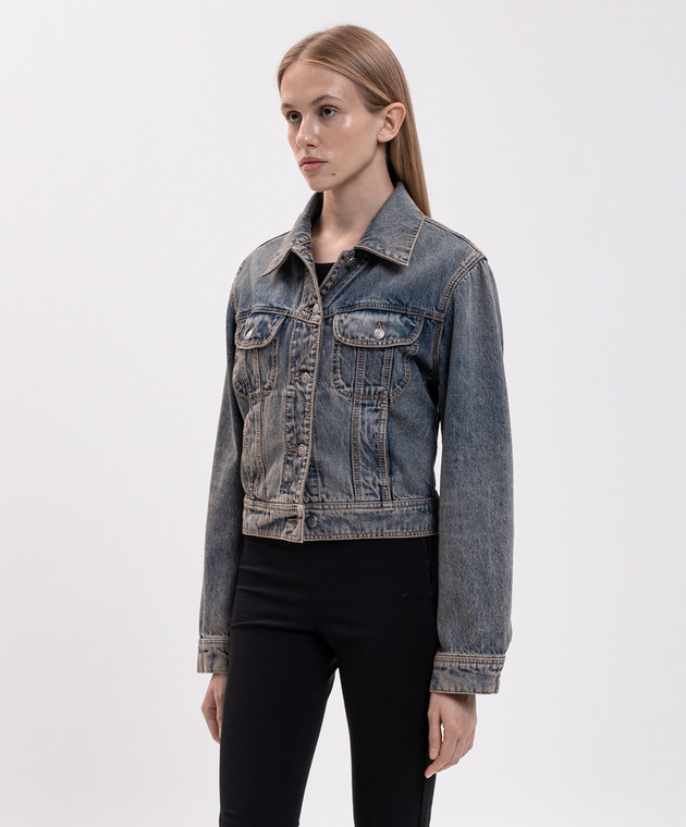 Alexander McQueen Синяя джинсовая куртка с эффектом потертости 871901QMAD4 изображение 3