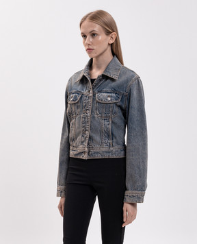 Alexander McQueen Синяя джинсовая куртка с эффектом потертости 871901QMAD4