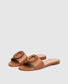 Santoni Коричневі шкіряні шльопанці з пряжкою WHPF72081HA1NWKE