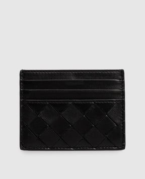 Bottega Veneta Чорний шкіряний картхолдер Intrecciato 796324VCPP3