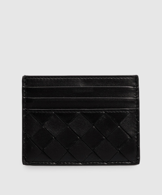 Bottega Veneta Чорний шкіряний картхолдер Intrecciato 796324VCPP3