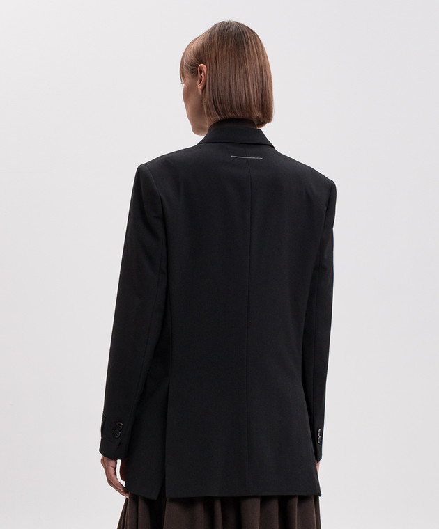 Maison Margiela MM6 Черный двубортный жакет с шерстью S52BN0160M36020 изображение 4