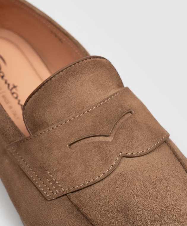 Santoni Коричневі замшеві лофери WUNY72357SI8NAEA зображення 5