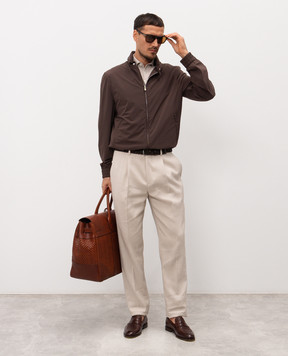 Brunello Cucinelli Бежеві штани з льону та вовни MZ406L00H