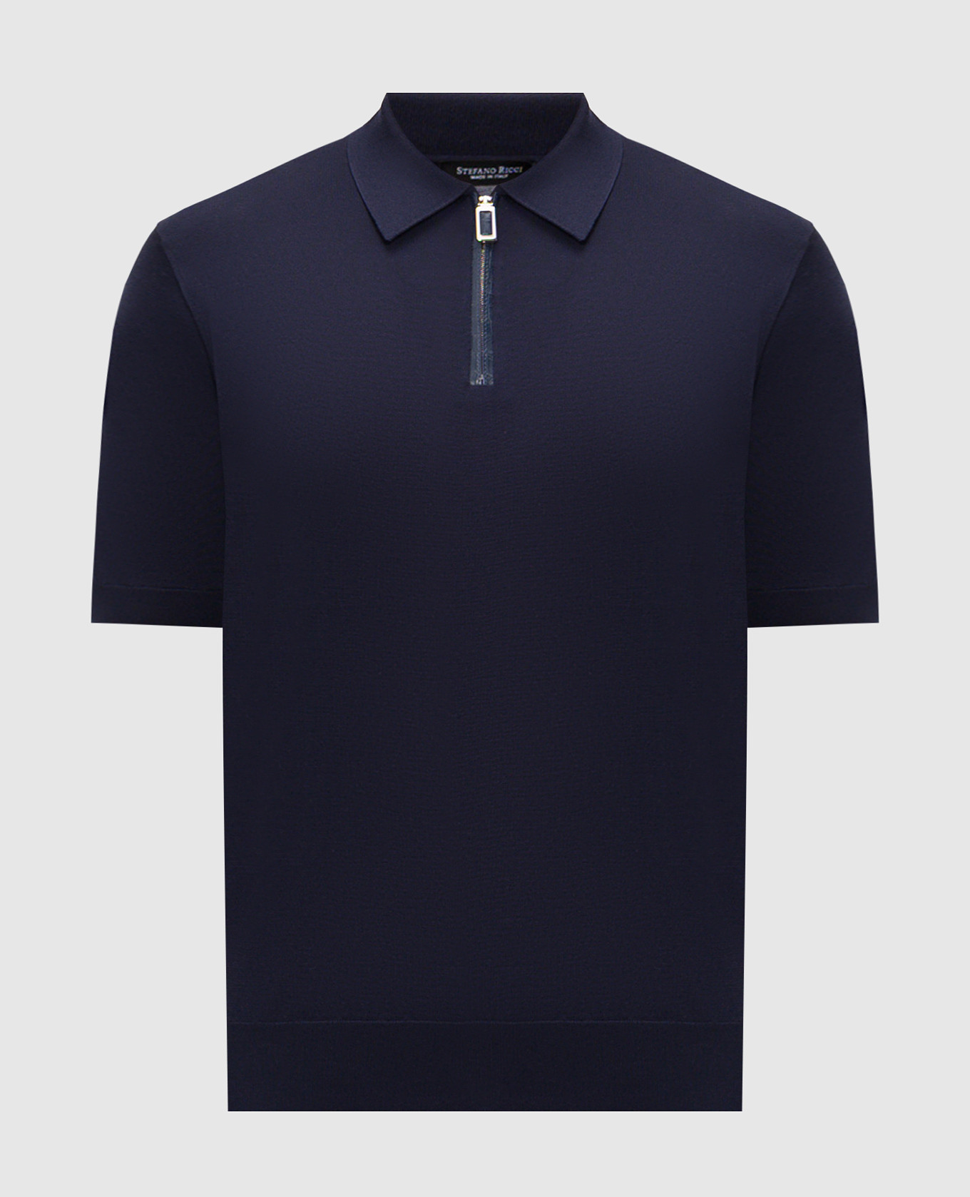 Синее поло из шелка с кожей крокодила