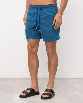 Vilebrequin Синие шорты для плавания Moorea в фактурный принт MOOED236