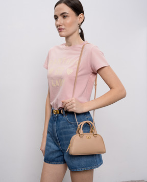 Valentino Бежева шкіряна сумка-міні VLogo 8W2P0AX7SNP