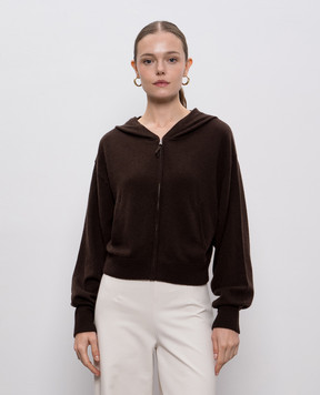 Allude Коричневий кардиган з вовни та кашеміру з капюшоном 25517700