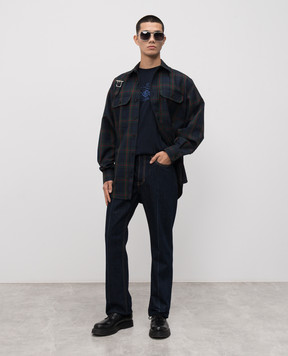 Alexander McQueen Синяя футболка в принт 847748QTAD4
