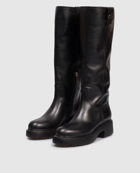 Santoni Черные кожаные сапоги с монограммой логотипа WSEW71747SMONVRF