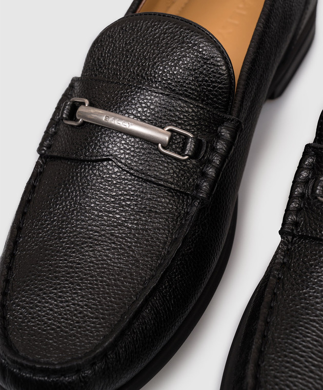 Bally Черные кожаные лоферы Drift MSF0LOVT824 изображение 5