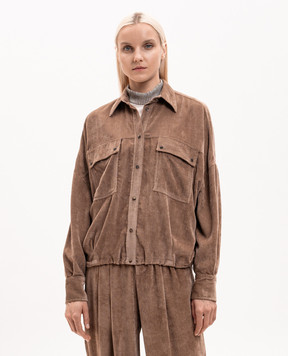 Brunello Cucinelli Коричневая вельветовая куртка в стиле рубашки MP547M1V06