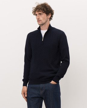 Bertolo Cashmere Синій джемпер з шовку та вовни 902645002566