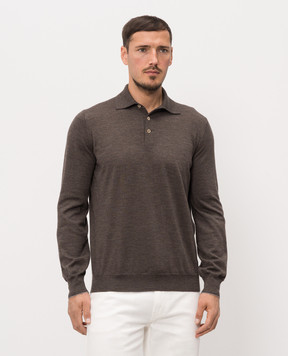 Brunello Cucinelli Поло коричневого цвета из шерсти и кашемира M2400295