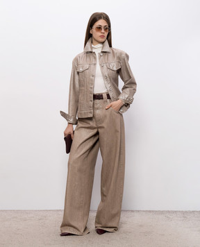 Brunello Cucinelli Бежева джинсова куртка з люрексом ML1097328P