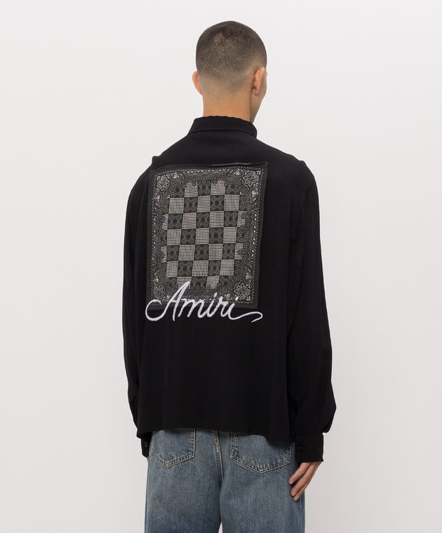AMIRI Черная рубашка с вышивкой логотипа AM326SH003 изображение 4