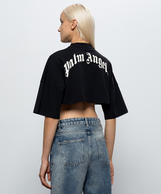 Palm Angels Черная укороченная футболка PAWAA001JR001 изображение 3