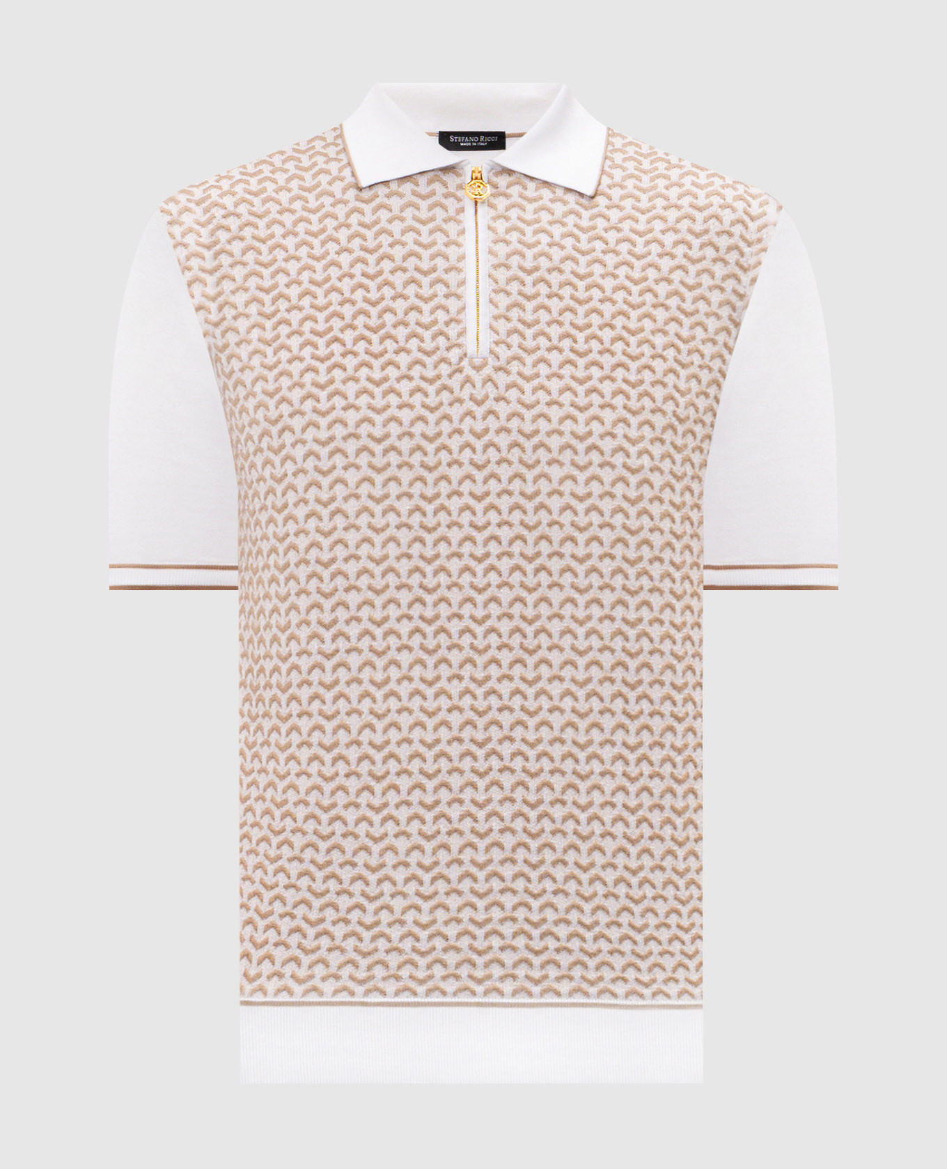 Белое поло с шелком с логотипом