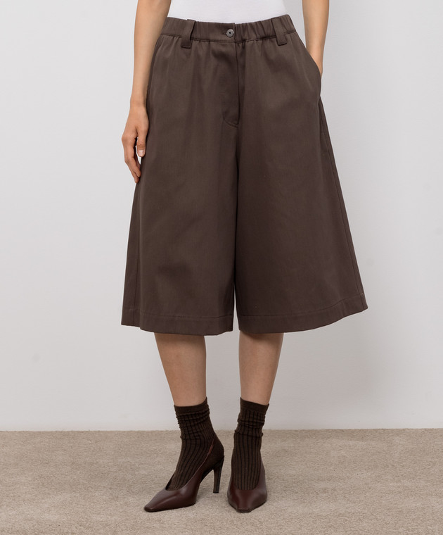Brunello Cucinelli Коричневі бермуди з ланцюжком моніль MPB56P9310 зображення 3