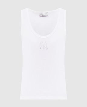Sporty & Rich Белая майка Yankees с кристаллами TO136718635WH01