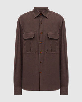 Stefano Ricci Коричнева сорочка з кишенями MC007953BN3029