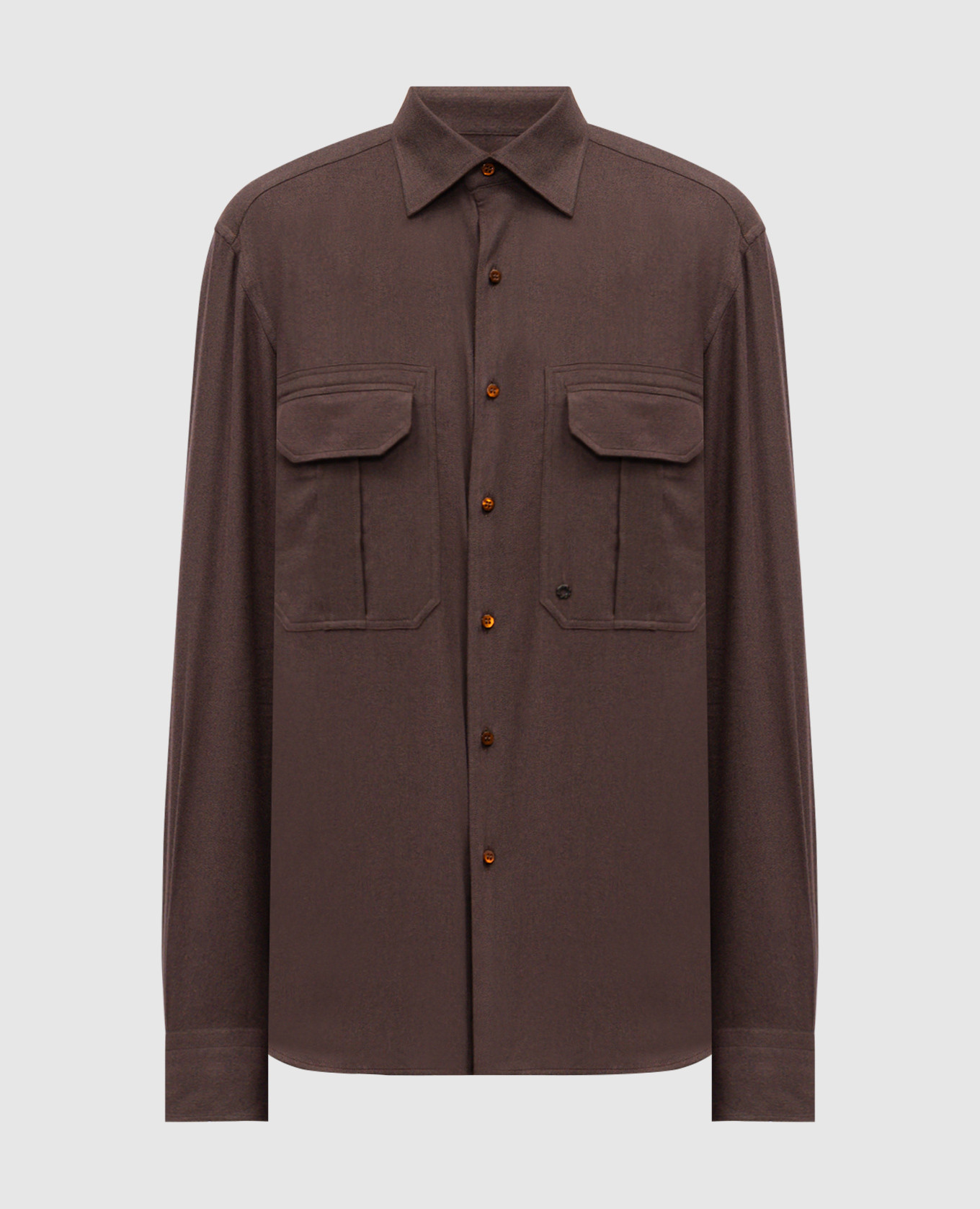 

Коричневая рубашка с карманами, Коричневый, Рубашки