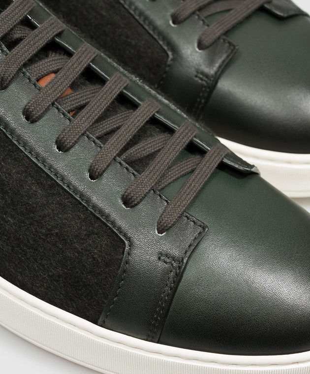 Santoni Зеленые комбинированные кроссовки MBCD22241BARTLNL изображение 5