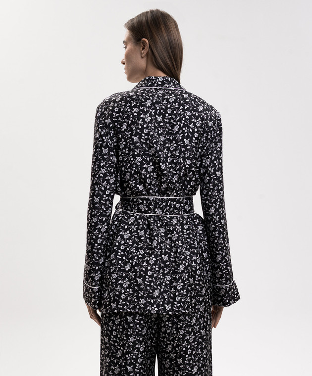 Dolce&Gabbana Чорна блуза із шовку в стилі піжами F5I89TIS1X1 зображення 4