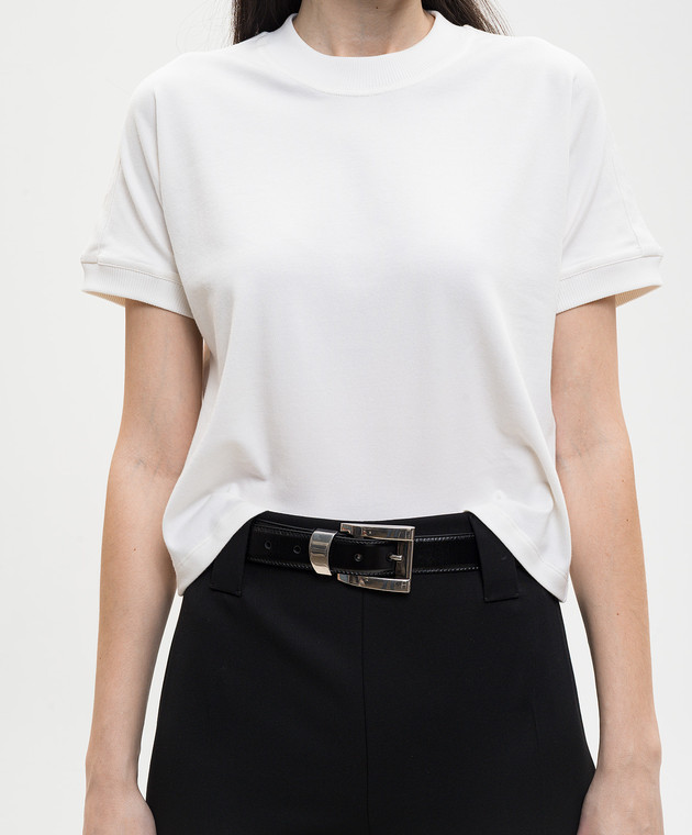 Versace Черный кожаный глянцевый ремень с принтом логотипа 10237351A17848 изображение 2