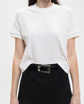 Versace Чорний шкіряний глянцевий ремінь з принтом логотипа 10237351A17848