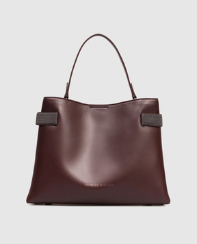 Brunello Cucinelli Бордова шкіряна сумка Essence MBTKD2503
