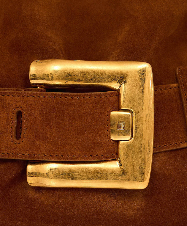 Balmain Коричневая замшевая сумка Anthem GN0KK990LSDD изображение 5