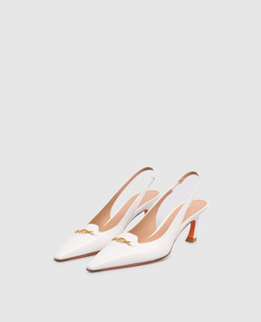 Santoni Білі шкіряні слінгбеки з монограмою WDEM72112HA2NWLN