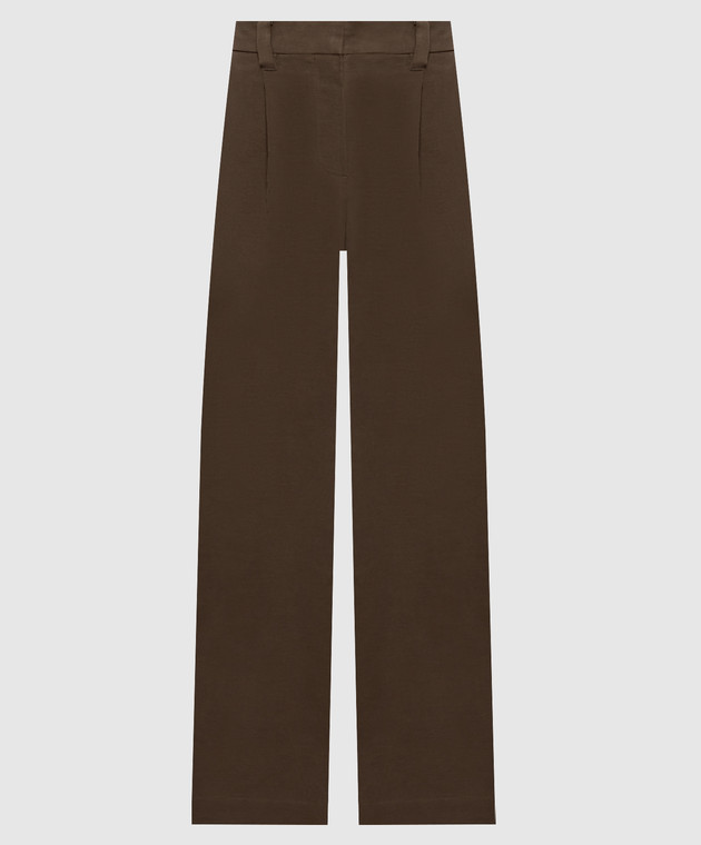 Brunello Cucinelli Коричневые брюки из хлопка с цепочкой мониль MB152P9352