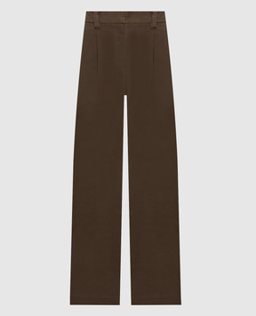 Brunello Cucinelli Коричневые брюки из хлопка с цепочкой мониль MB152P9352