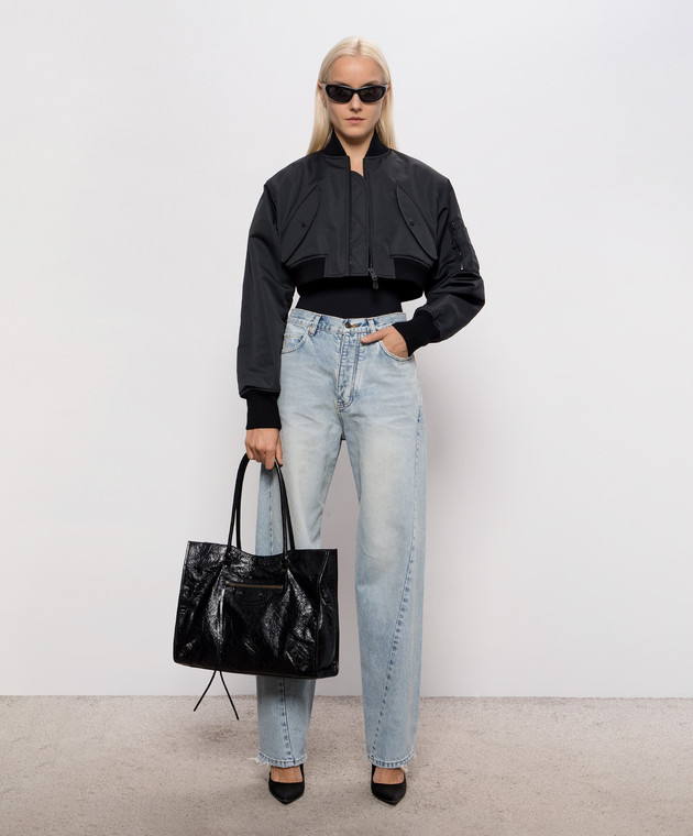 Balenciaga Чорний укорочений бомбер A0029MTTO29 зображення 2