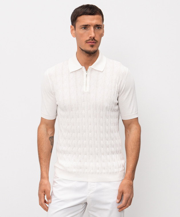 Cashmere&Whiskey Біле поло у фактурний візерунок M54268011 зображення 3