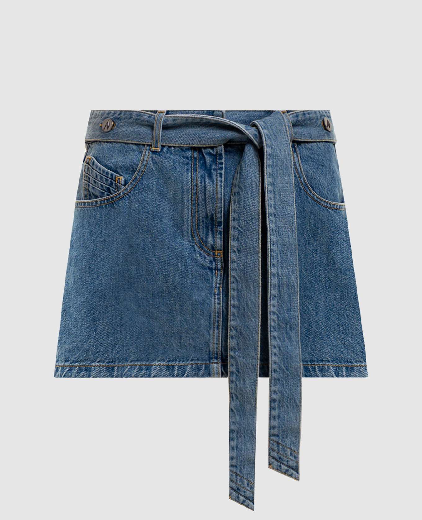 

Синяя джинсовая юбка мини, Синий, Юбки прямые