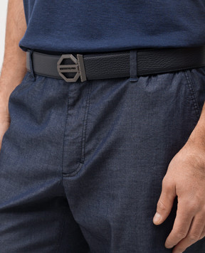 Stefano Ricci Синий кожаный ремень с логотипом N382VDC554U