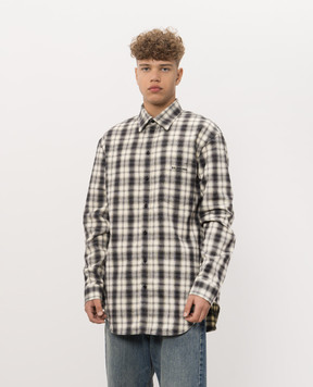 Balenciaga Рубашка цвета айвори в клеточку A001ZSTUM33