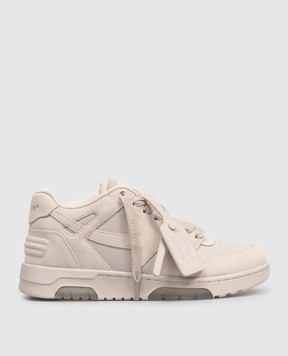 Off-White Бежевые замшевые кроссовки Out Of Office OWIA259S26LEA004