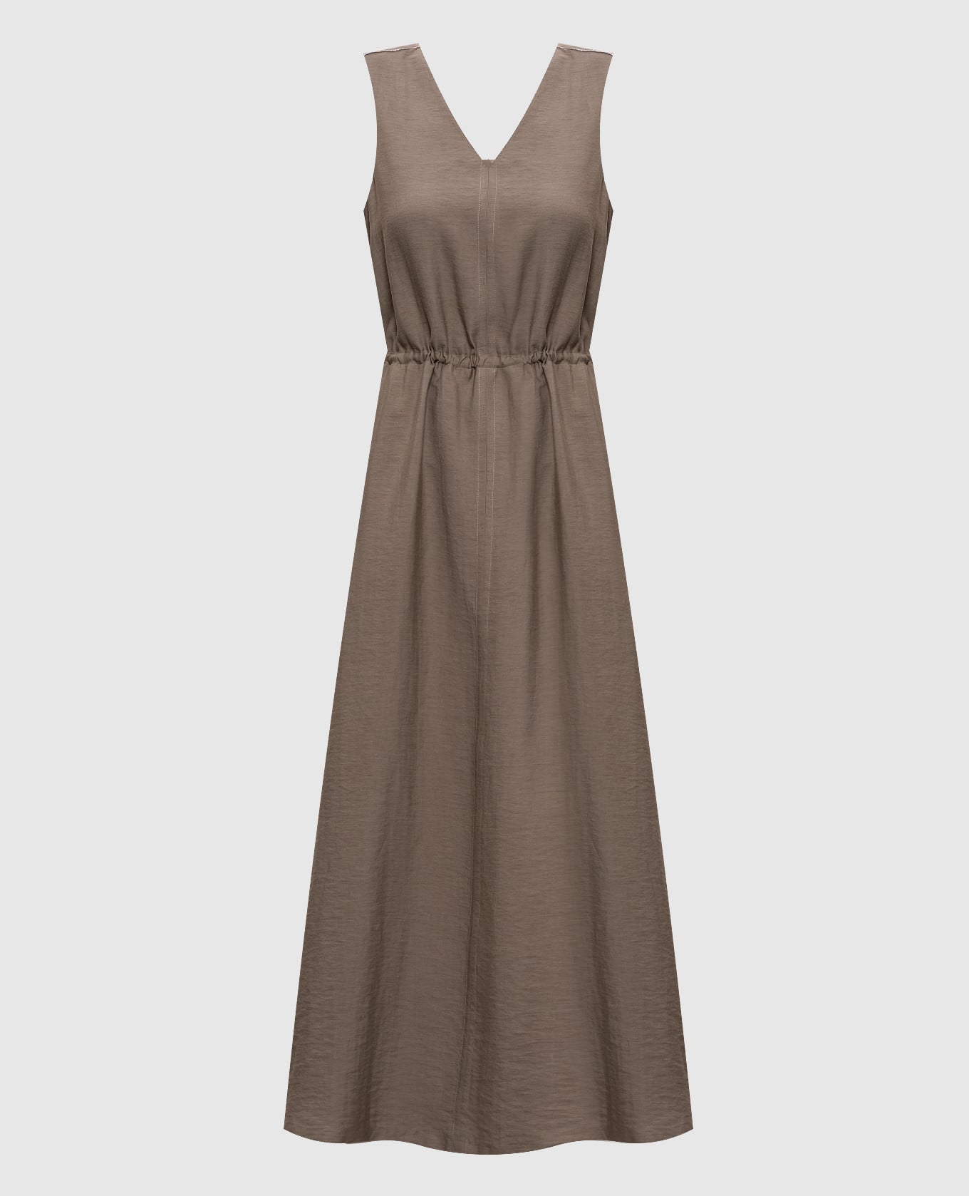 Коричневое платье с леном с цепочкой мониль