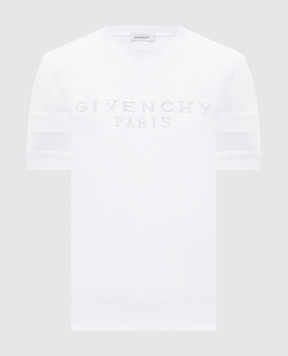 Givenchy Белая футболка с узором логотипа BM90WJ4YPA