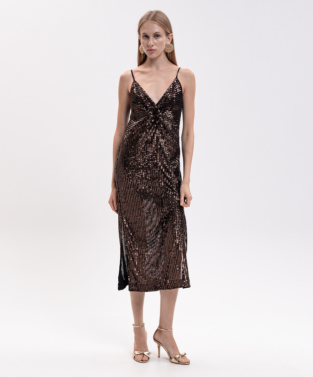 Twinset Коричневое платье в пайетке 262TT2140 изображение 2